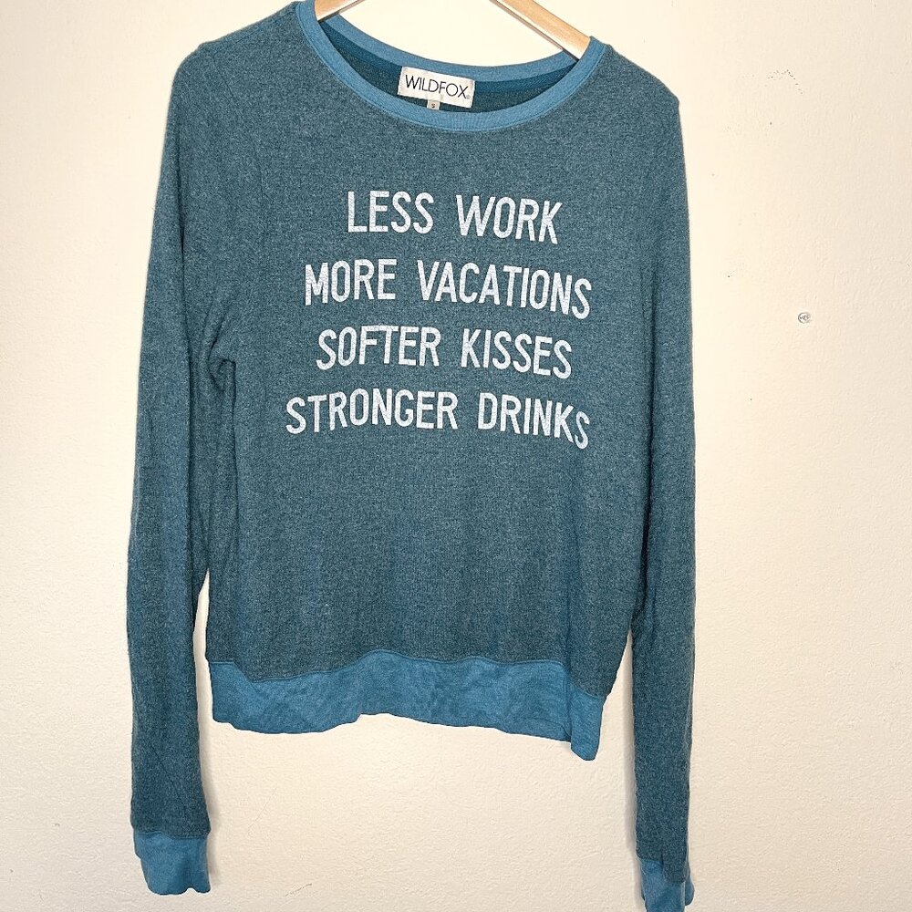 Wildfox Big Baggy Pullover Sweater Turquoise Size Small